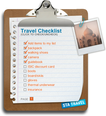 Travel Checklist Widget