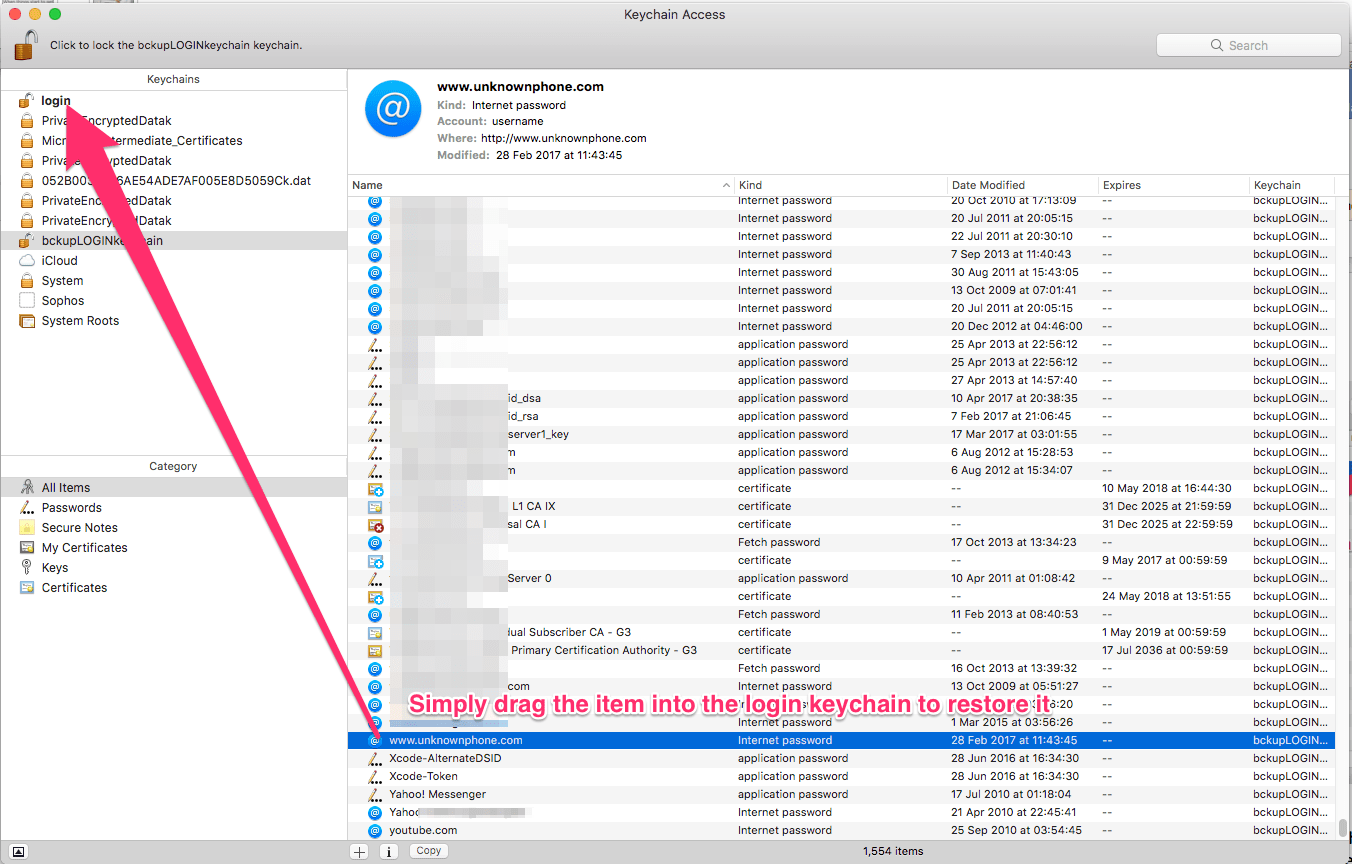 delete keychain from mac