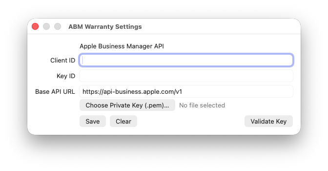 ABM Warranty Settings