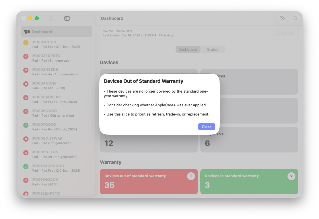ABM Warranty Screenshot