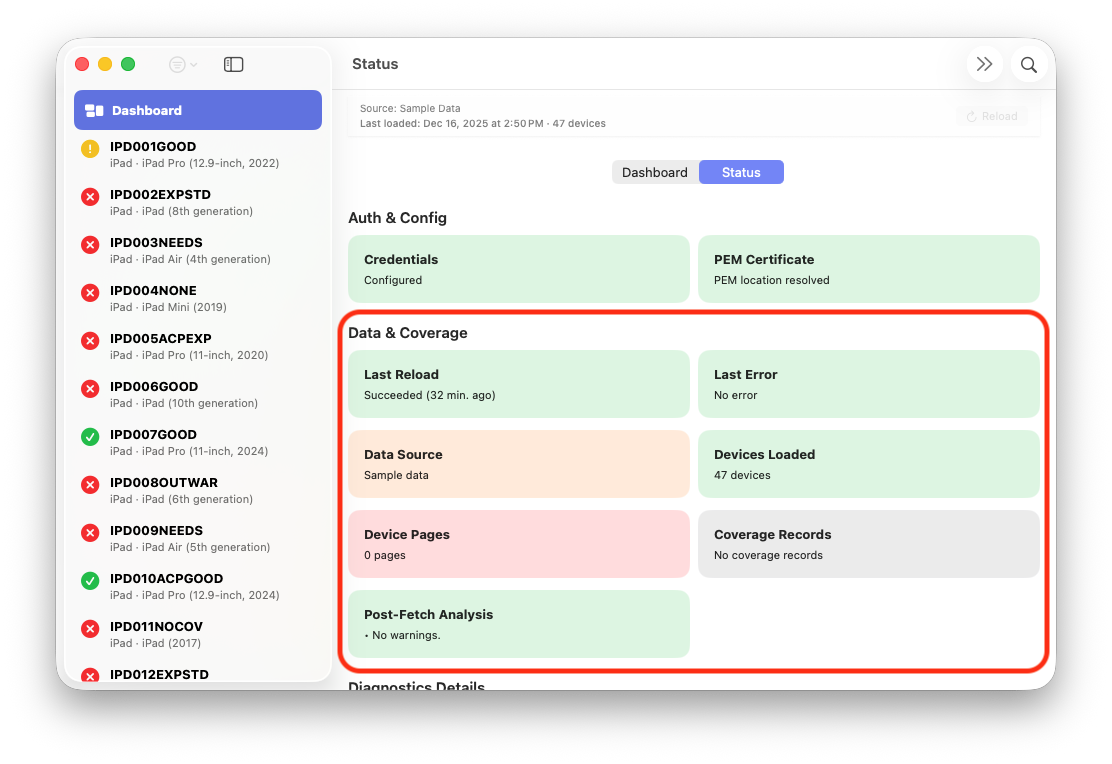 ABM Warranty Screenshot