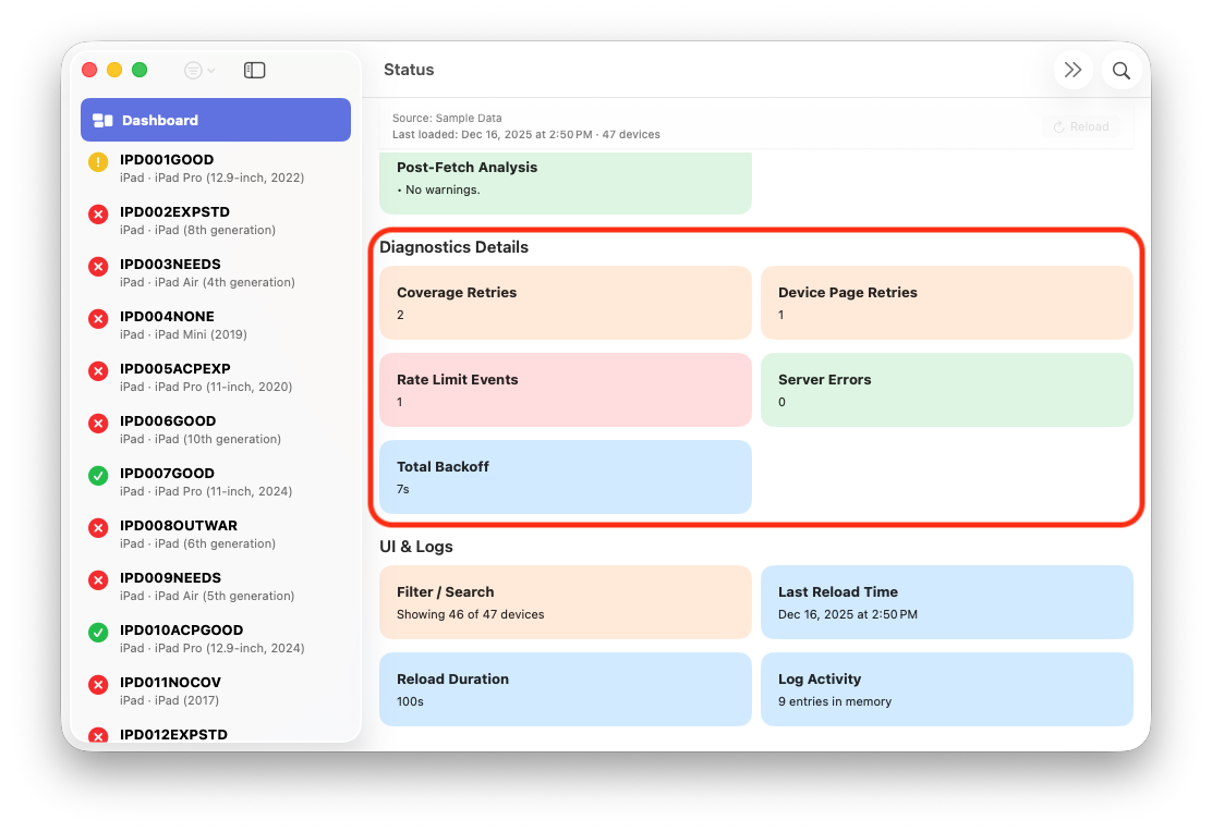 ABM Warranty Screenshot