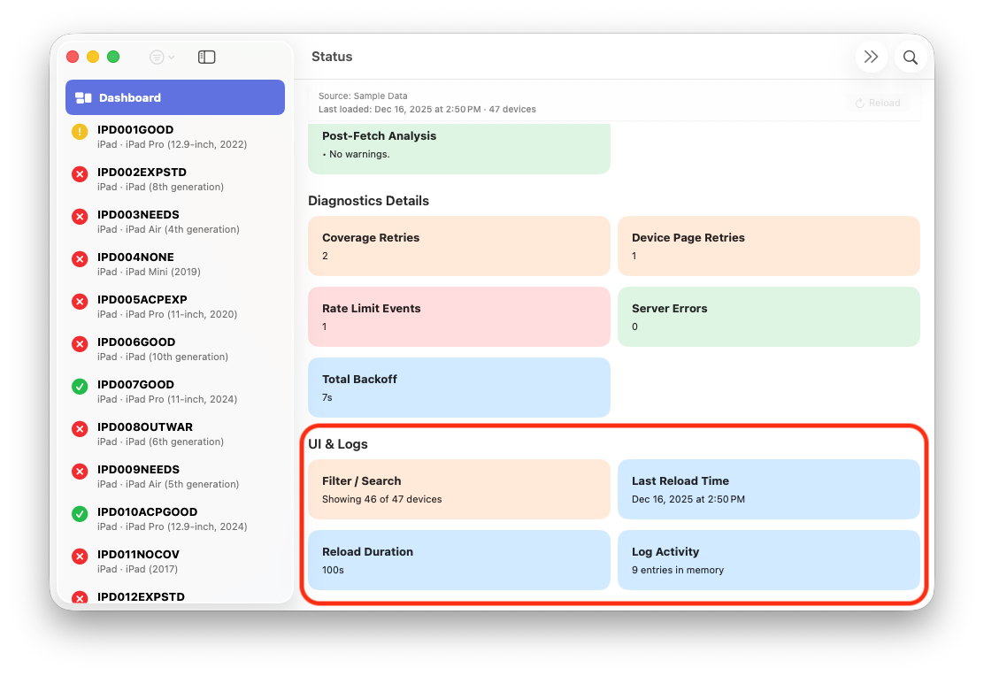 ABM Warranty Screenshot