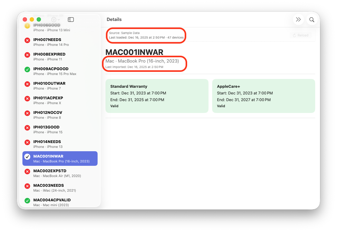 ABM Warranty Screenshot