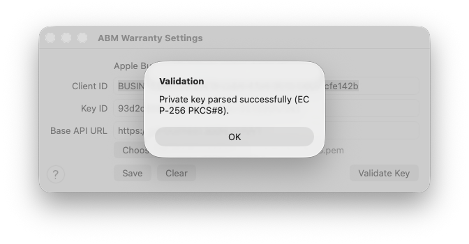 ABM Warranty Screenshot