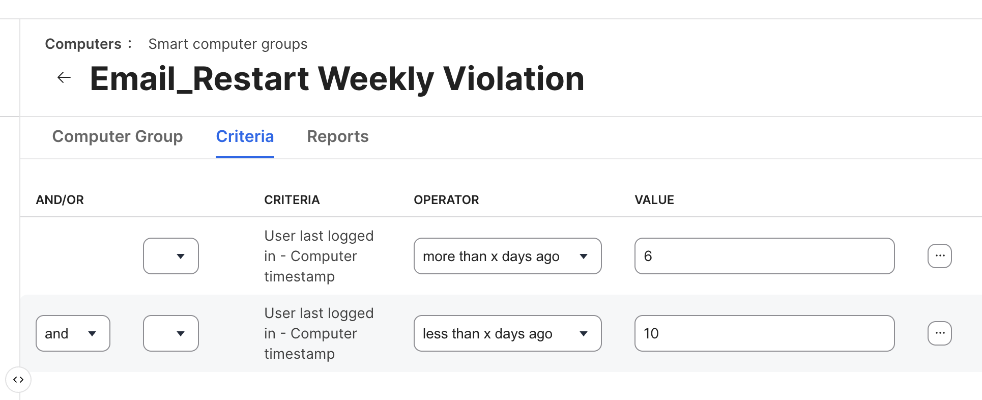 JAMF Smart Group Criteria
