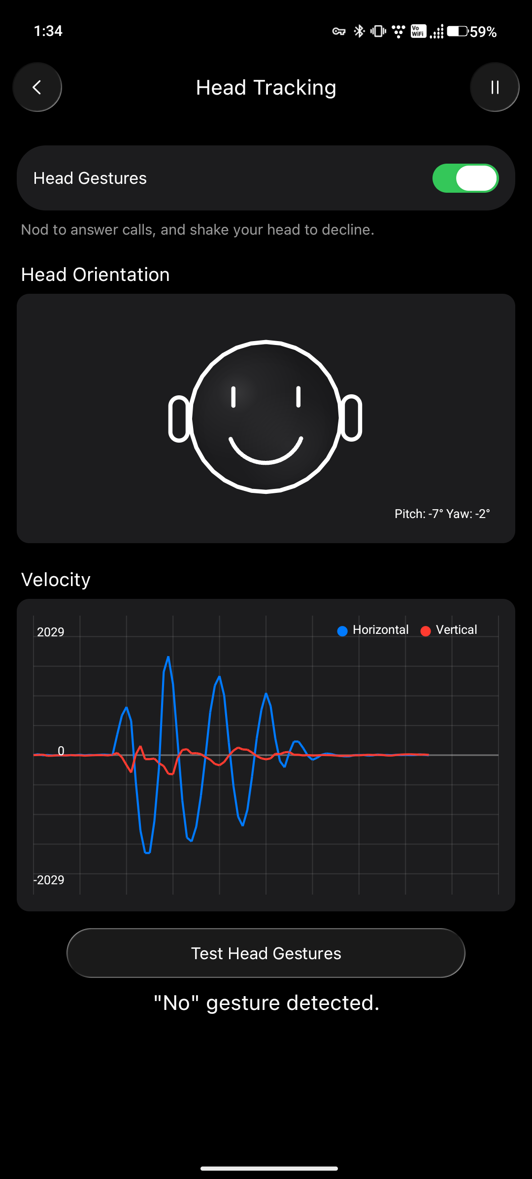 LibrePods Head Tracking screen testing AirPods head gestures and orientation
