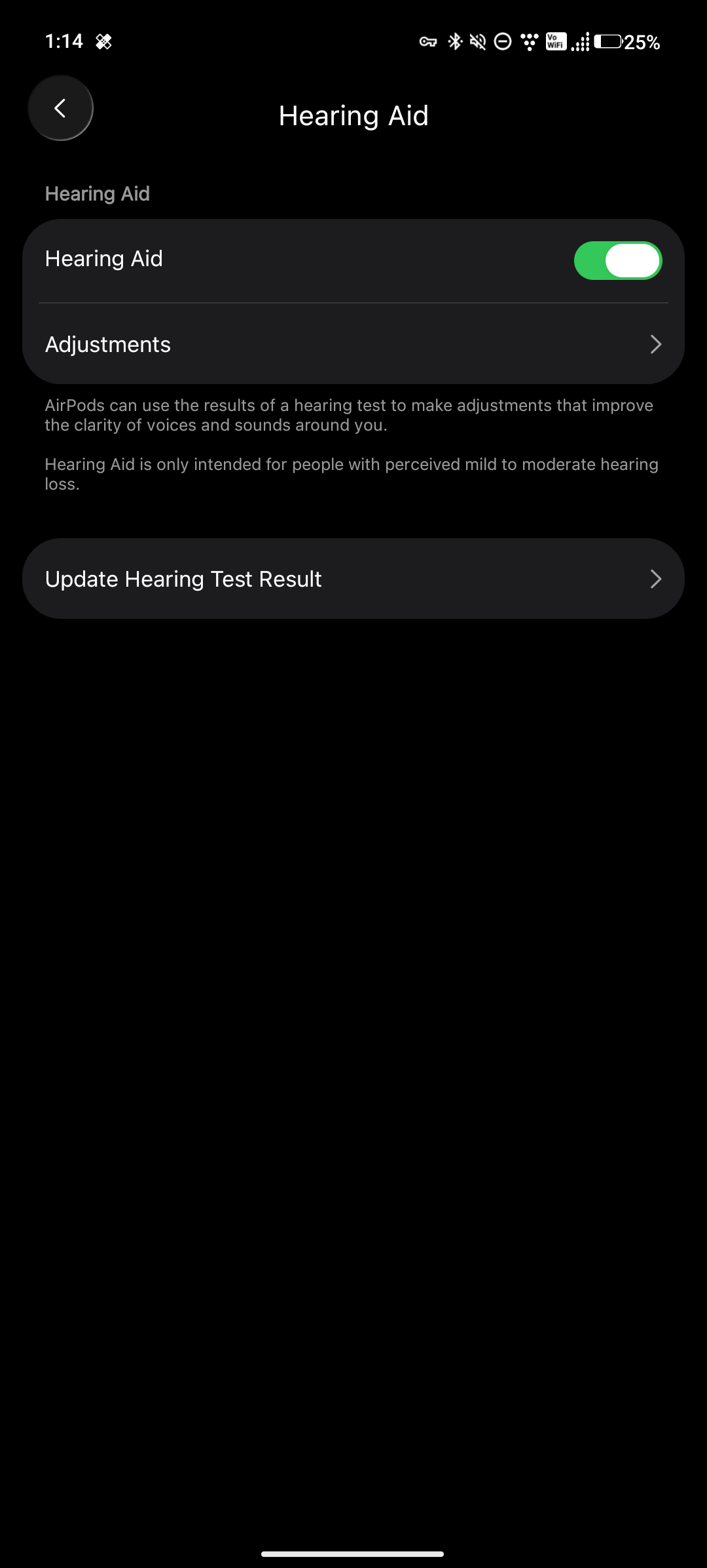 LibrePods Hearing Aid configuration screen
