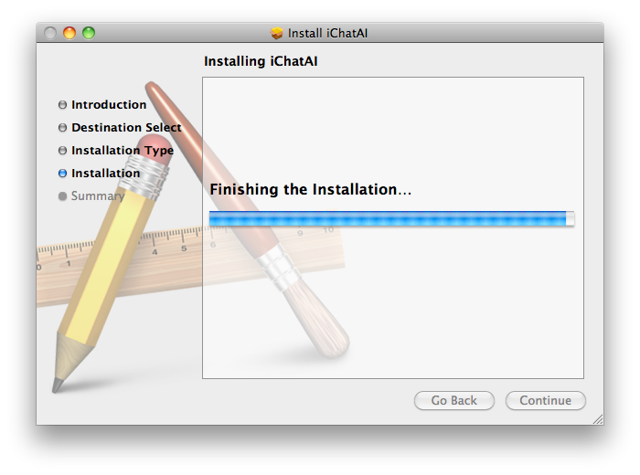 iChatAI installation progress on Snow Leopard