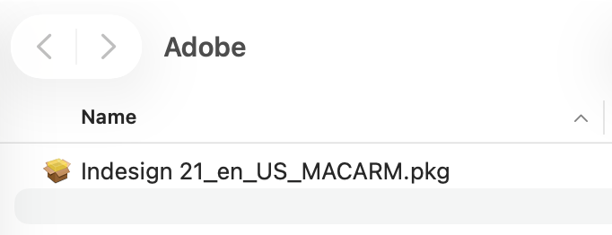 Downloaded Adobe package file