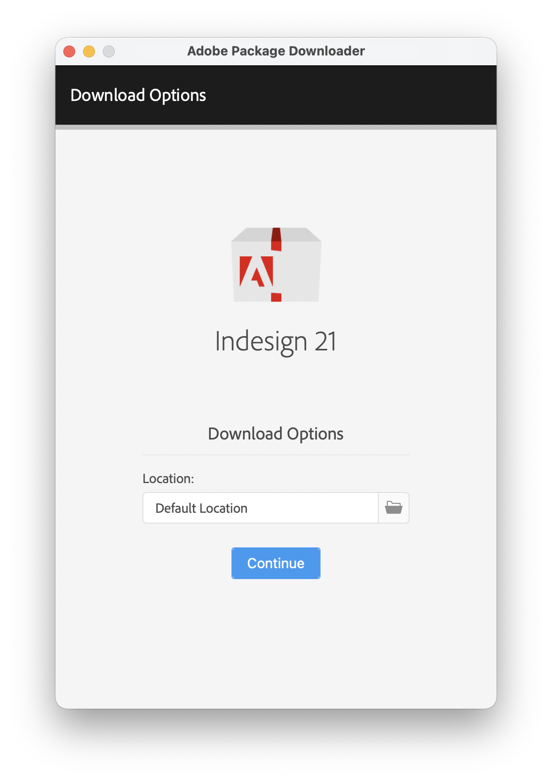 Adobe Package Downloader download options