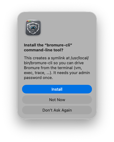 The app asks to install its command-line tool