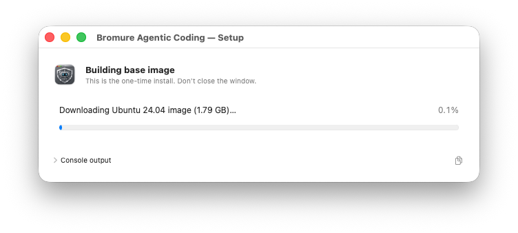 The app setting up the Ubuntu base image