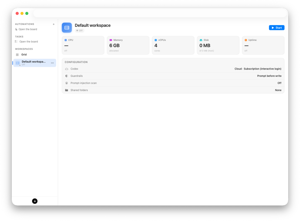 Workspace configuration