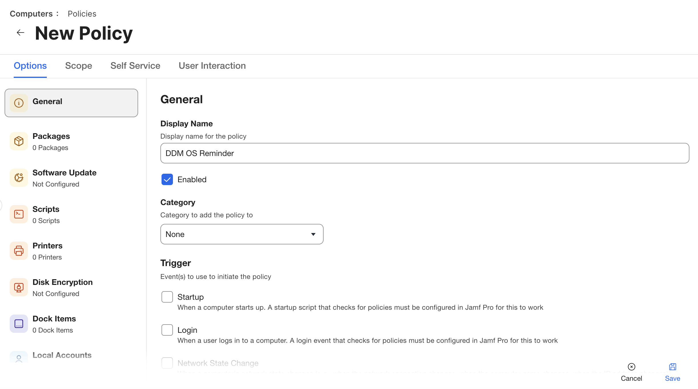 Jamf policy named DDM OS Reminder
