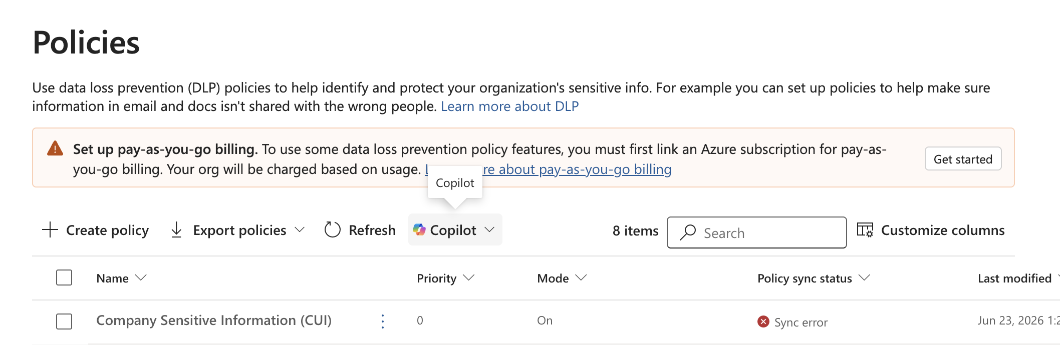 Microsoft Purview DLP policy entry point