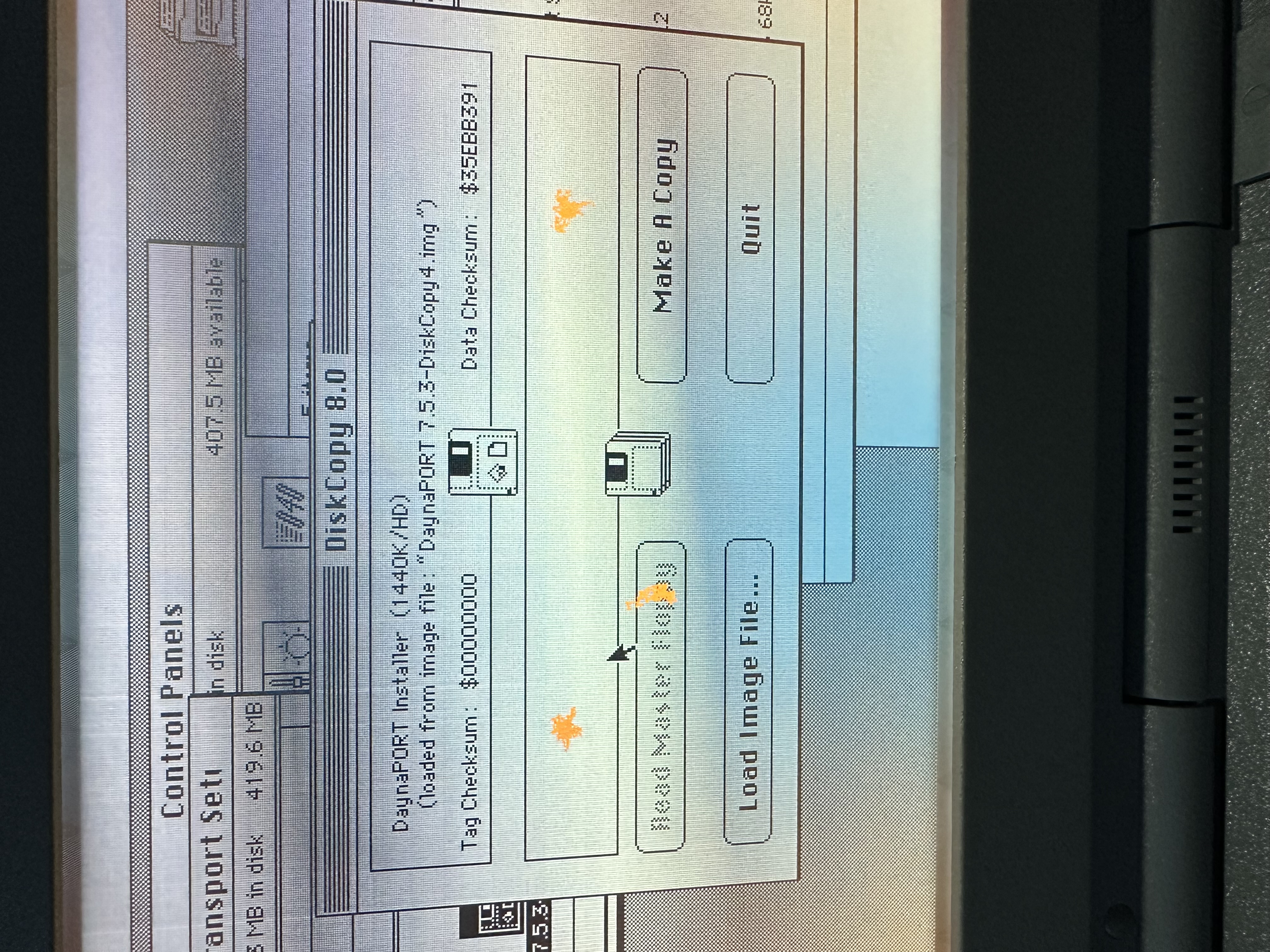 Disk Copy 8 showing the DaynaPORT installer image loaded for copying