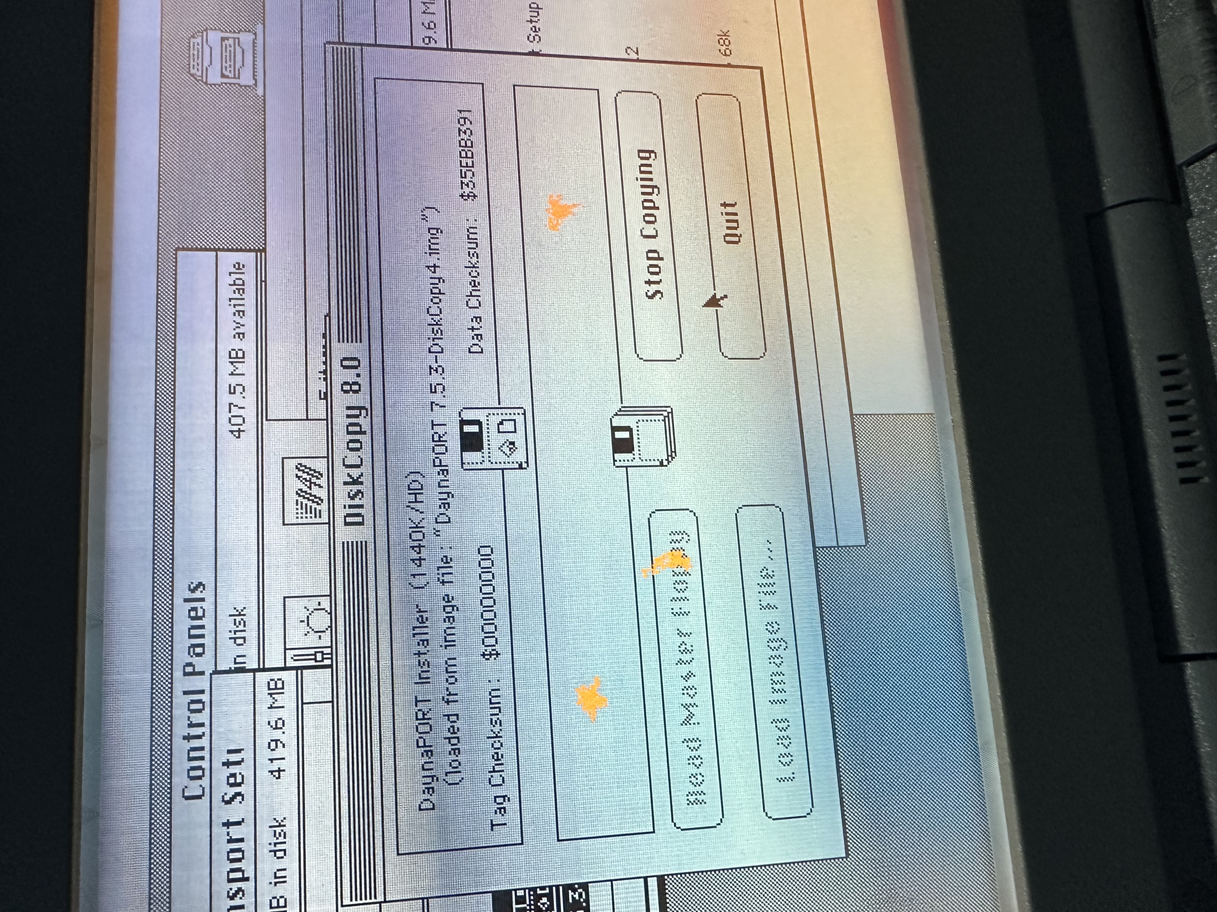 Disk Copy ready to make a physical copy of the DaynaPORT installer image