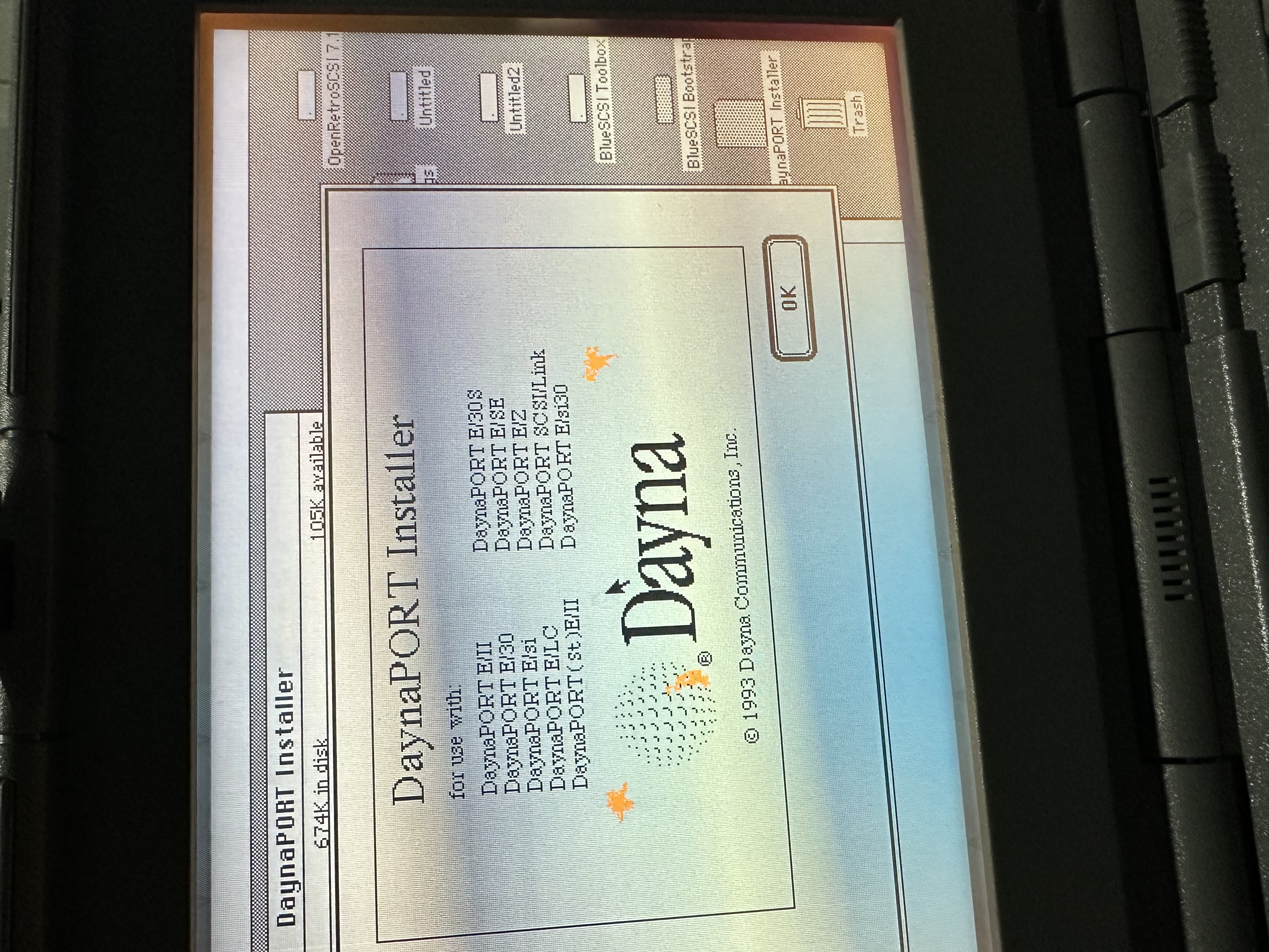 DaynaPORT installer reading from the physical installer disk