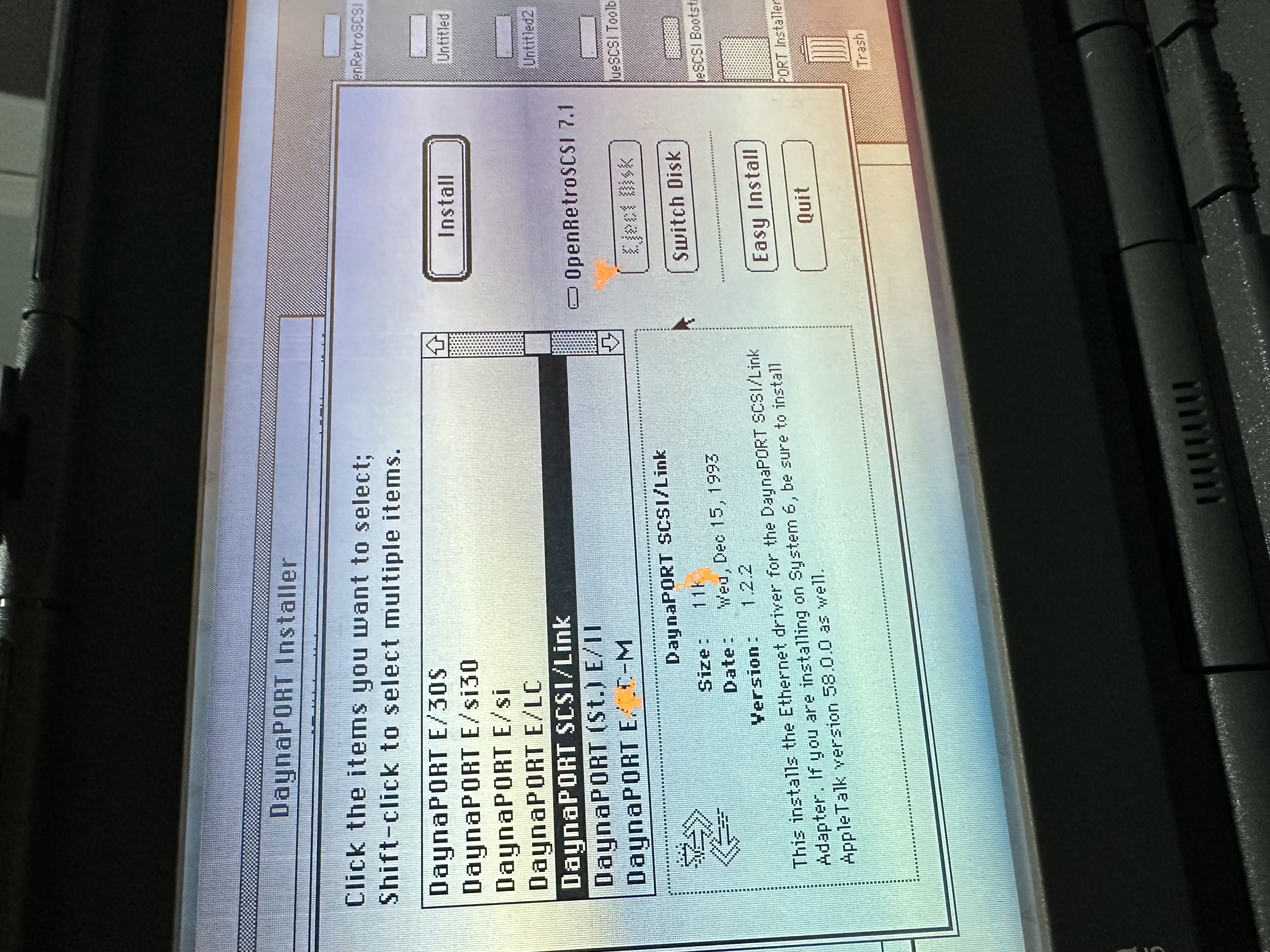 DaynaPORT installer copying network files into the System 7.1 boot disk