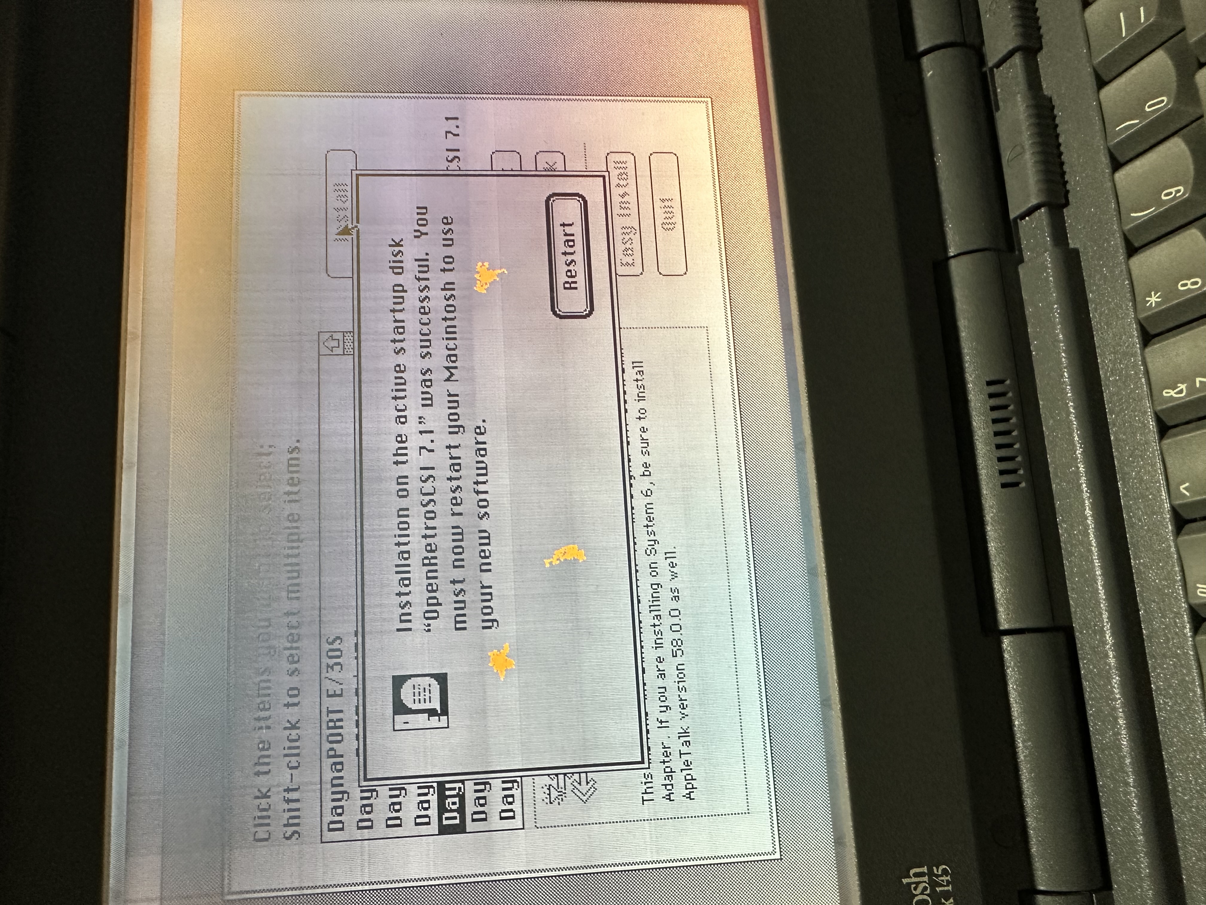Network control panel showing EtherTalk Alternative after the DaynaPORT install