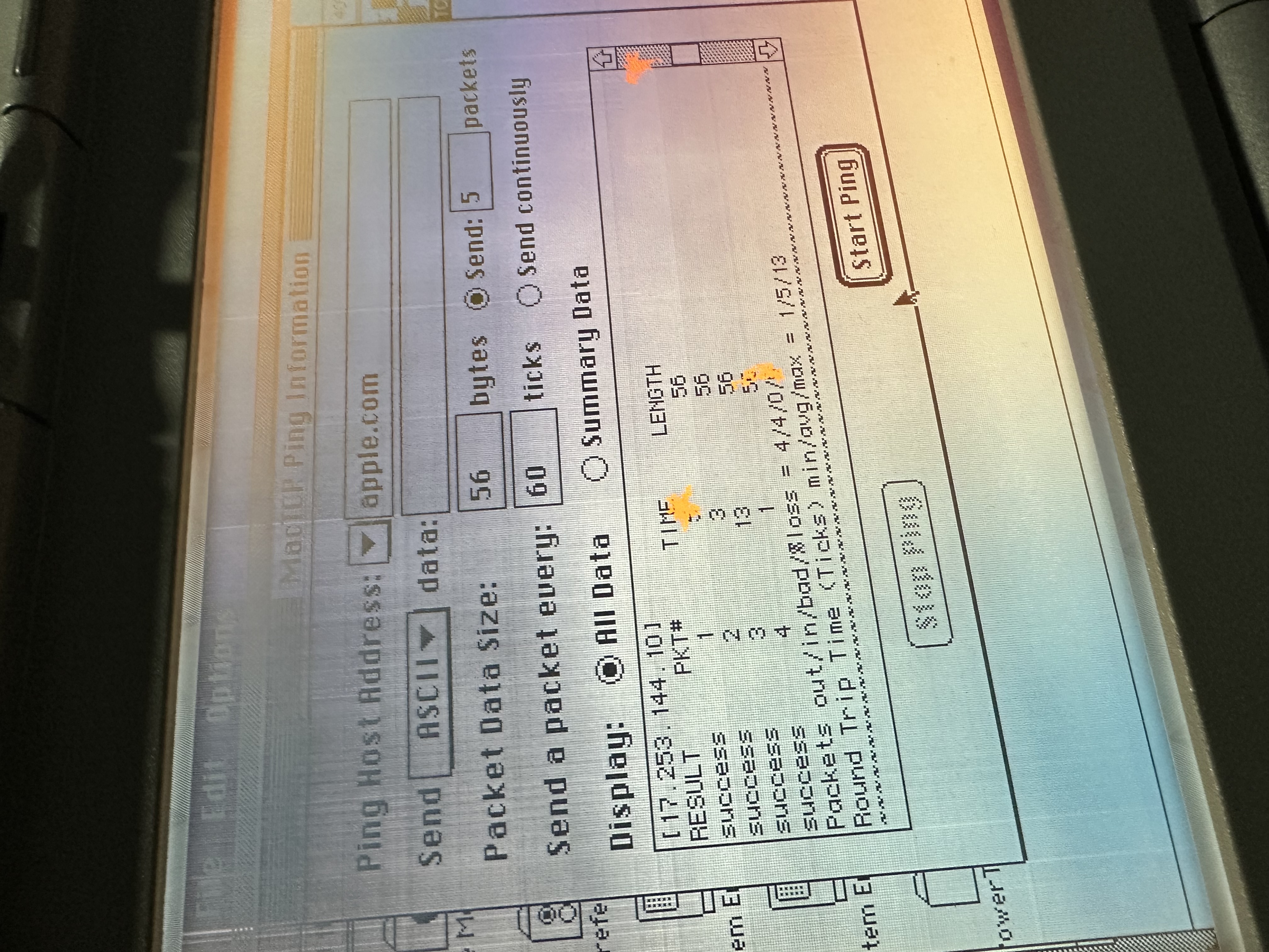 MacTCP Ping returning successful packets to apple.com
