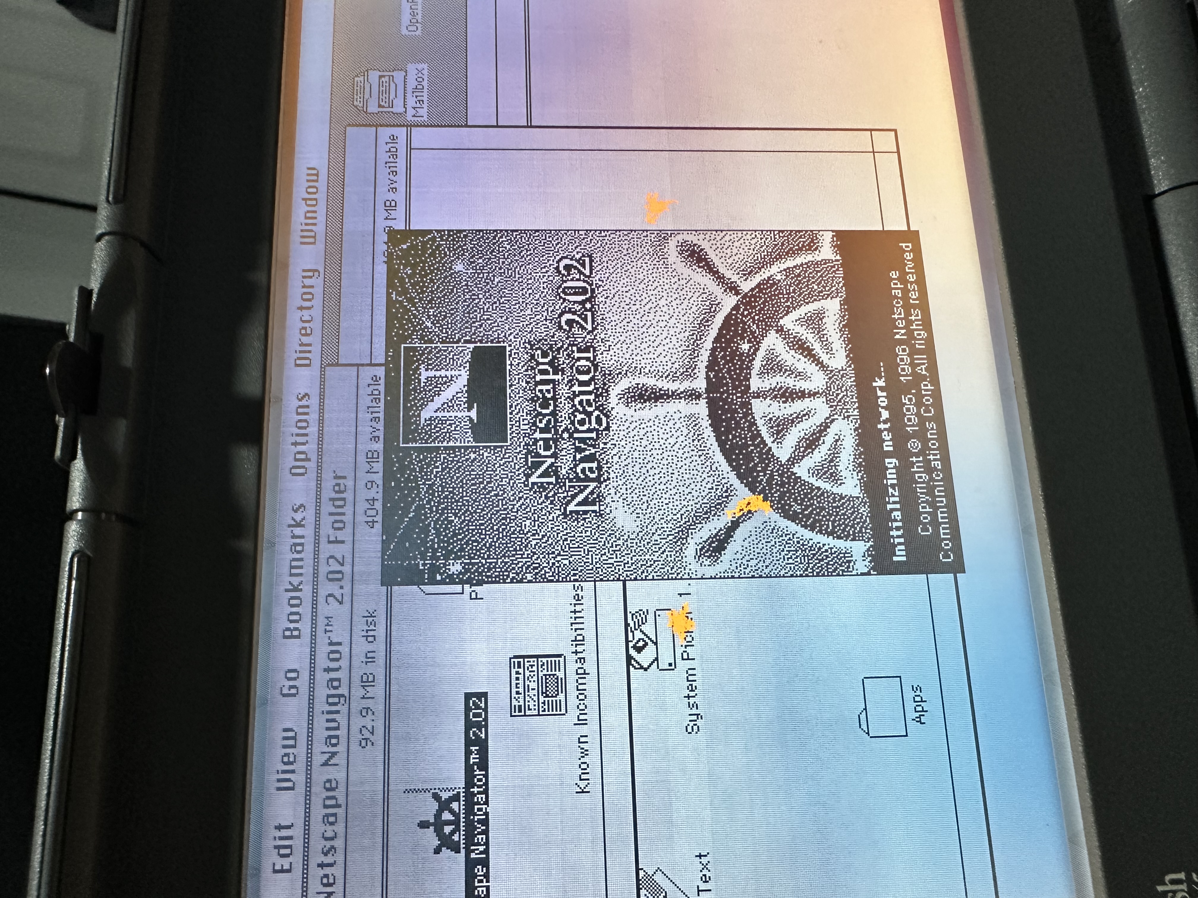 PowerBook running classic Mac applications from the prepared BlueSCSI image