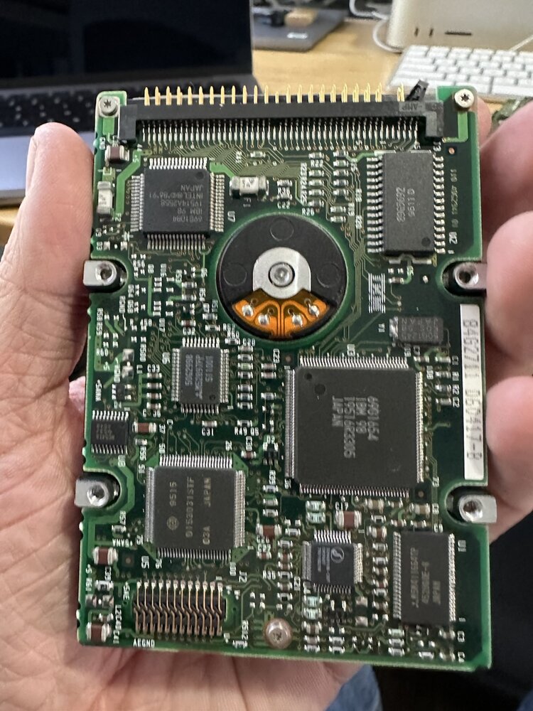 Circuit board side of the removed Apple IBM IDE hard drive
