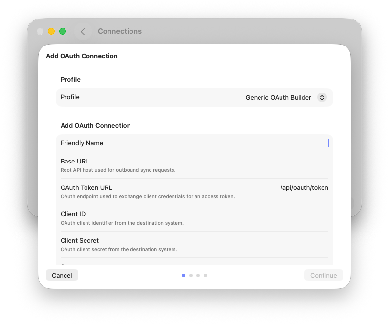 ABM Warranty OAuth Builder screenshot