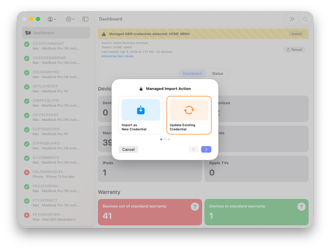 ABM Warranty Screenshot