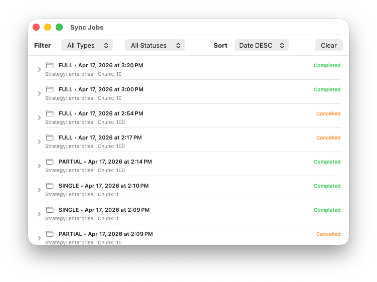 ABM Warranty Job Sync Screenshot